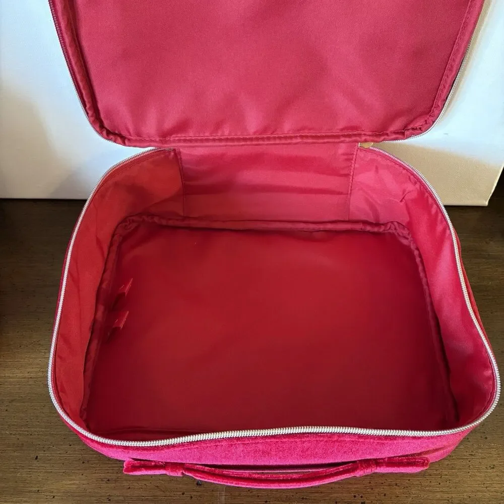 Estée Lauder Red Makeup Case Zip Handle Polyester/Spandex 11x8x4 in